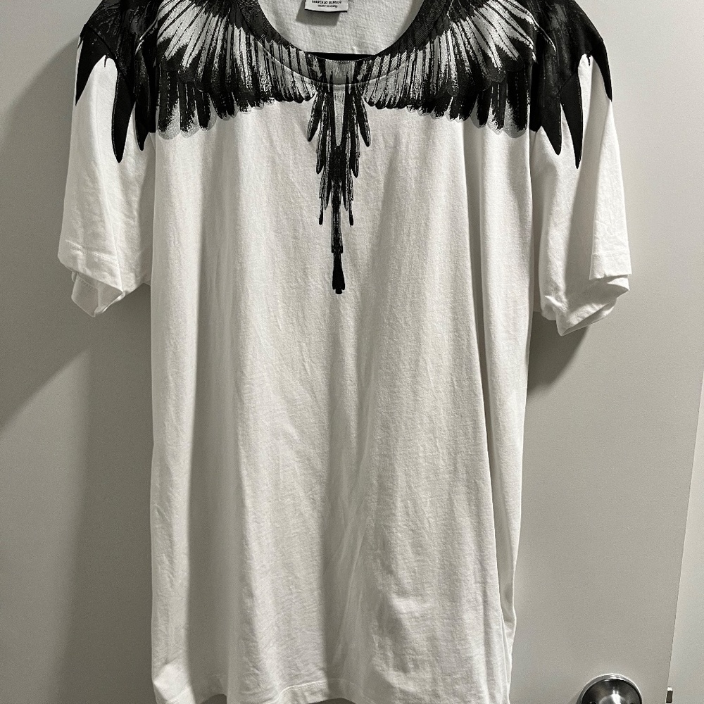 Marcelo Burlon County of Milan White T-Shirt with Black Wing Print